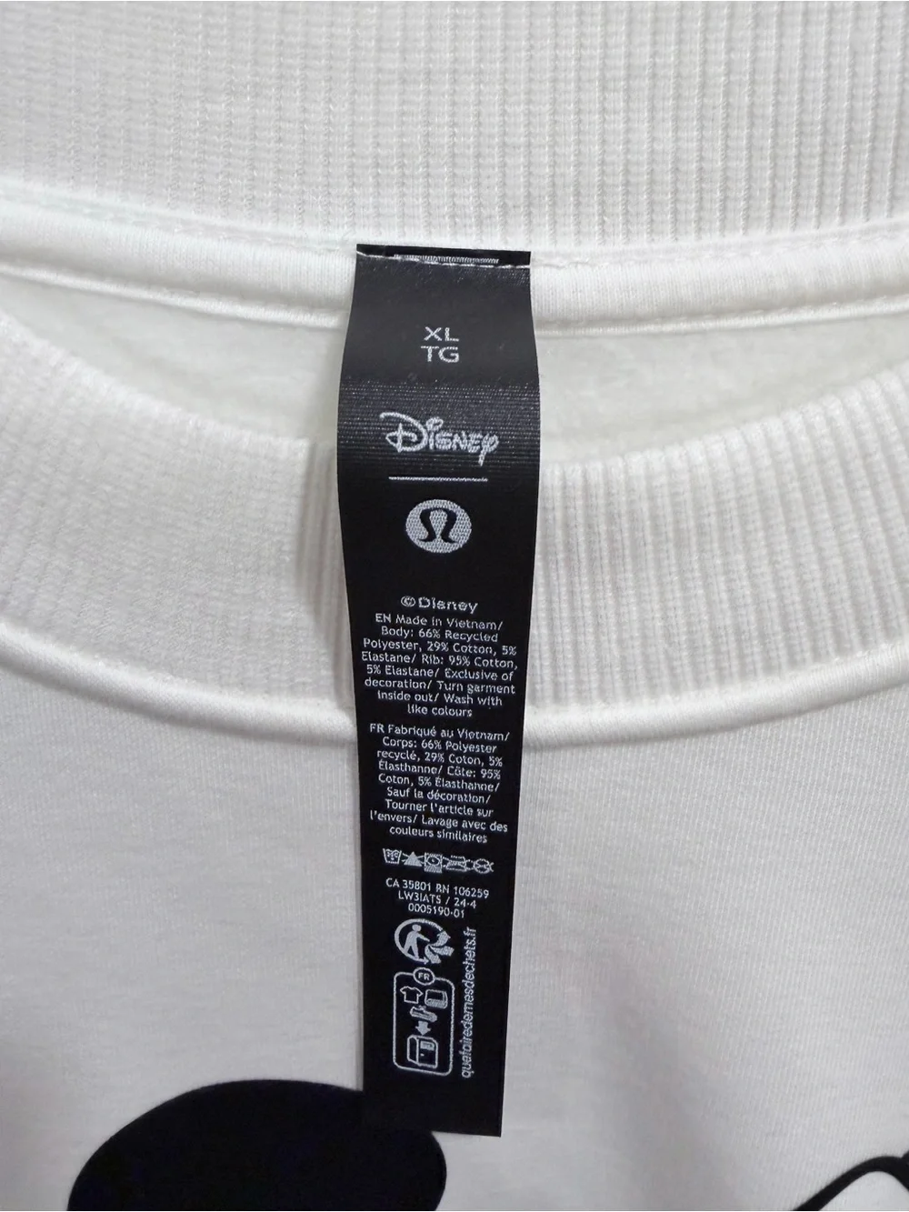 Disney × Lululemon Mickey Mouse Oversized Pullover Sweatshirt - White / Size XL
